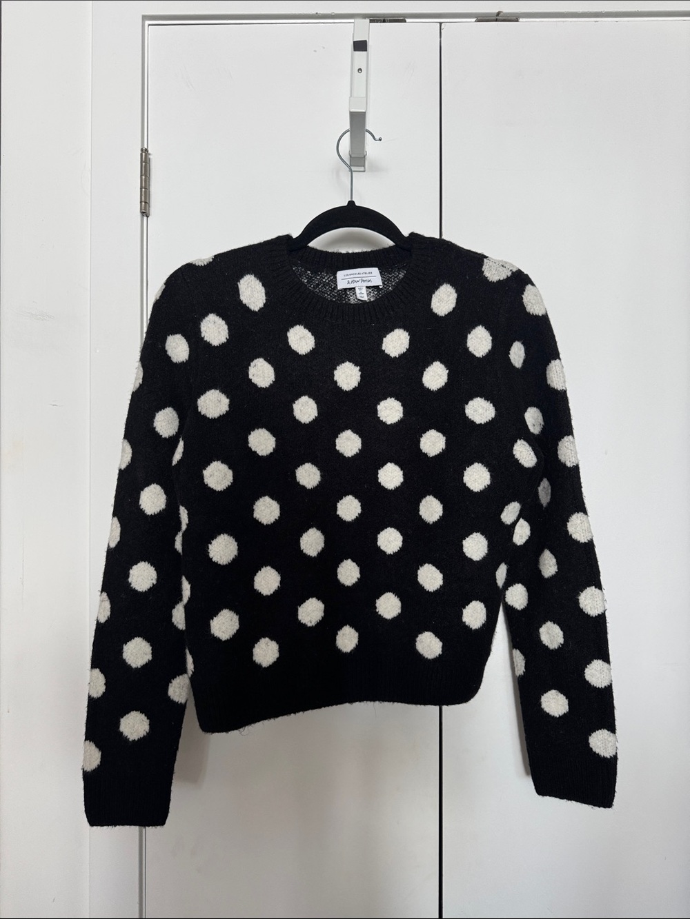 Polka Dot Crewneck Sweater - Black & White